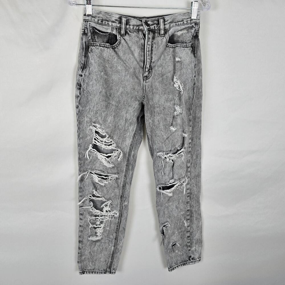 American Eagle Jeans Women's 4 Gray Stone Wash Destroyed Regular